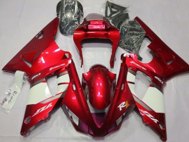 Best 00-01 Fire Red & White Yamaha R1 Motorcycle Fairings