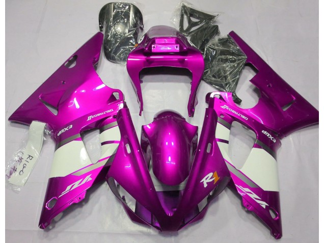 00-01 Hot Pink & White Yamaha R1 Motorcycle Fairings