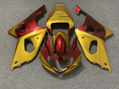 Best 00-02 Gold and Red Suzuki GSXR 1000 Motorcycle Fairings