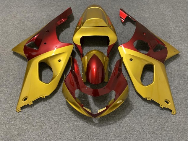 00-02 Gold and Red Suzuki GSXR 1000 Motorcycle Fairings