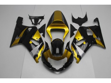 Best 01-03 Gloss Black and Gold Suzuki GSXR 600-750 Motorcycle Fairings