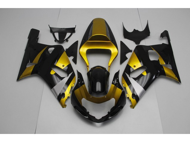 01-03 Gloss Black and Gold Suzuki GSXR 600-750 Motorcycle Fairings