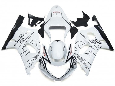 Best 01-03 Gloss White Corona and Black Suzuki GSXR 600-750 Motorcycle Fairings