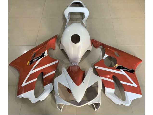 01-03 Gloss White and Orange Honda CBR600 F4i Motorcycle Fairings