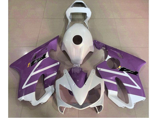 01-03 Gloss White and Purple Honda CBR600 F4i Motorcycle Fairings