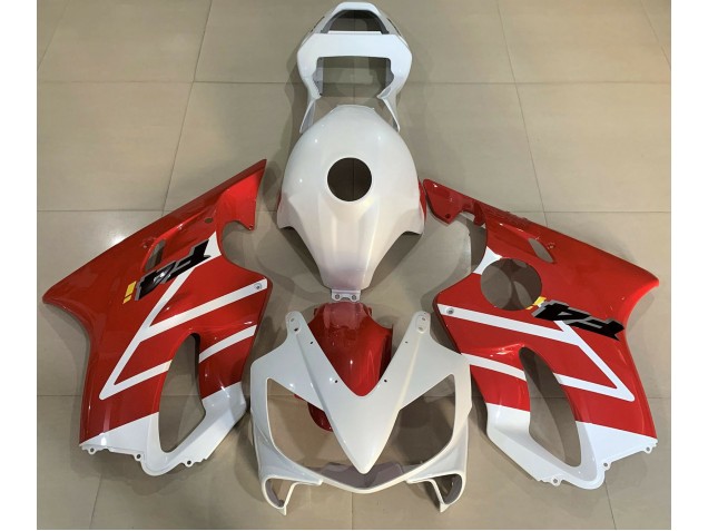 01-03 Gloss White and Red Honda CBR600 F4i Motorcycle Fairings