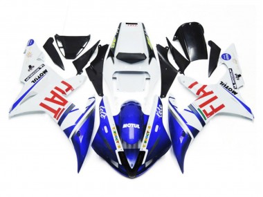 Best 02-03 Gloss White and Blue Fiat Yamaha R1 Motorcycle Fairings