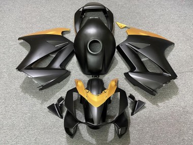 Best 02-12 Matte Black & Gold Honda VFR800 Motorcycle Fairings