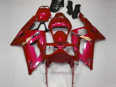 Best 03-04 Candy Red Kawasaki ZX6R Motorcycle Fairings