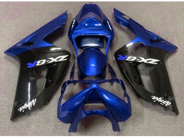 Best 03-04 Gloss Blue and Black Kawasaki ZX6R Motorcycle Fairings