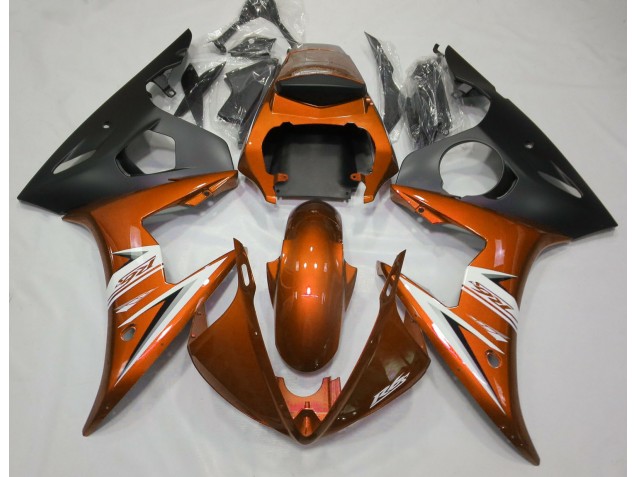 03-04 Gloss Orange & White Yamaha R6 Motorcycle Fairings