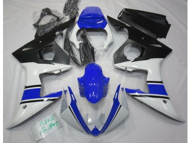 Best 03-04 Gloss White and Blue Yamaha R6 Motorcycle Fairings