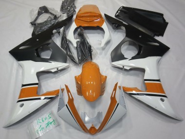 Best 03-04 Gloss White and Orange Yamaha R6 Motorcycle Fairings