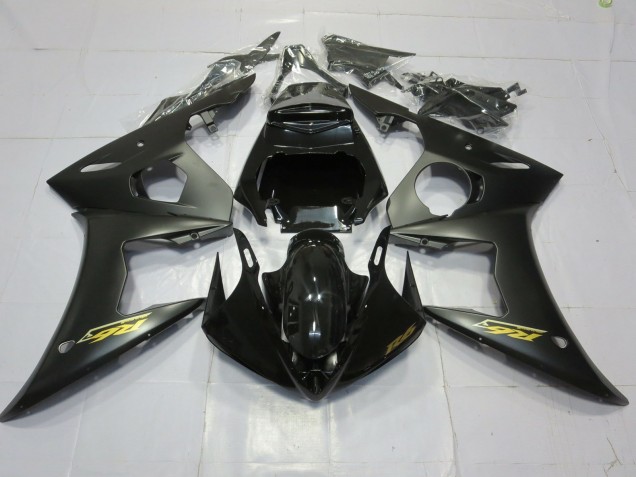 03-04 Matte Black Gold Yamaha R6 Motorcycle Fairings