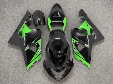 Best 04-05 Gloss Black and Green Suzuki GSXR 600-750 Motorcycle Fairings