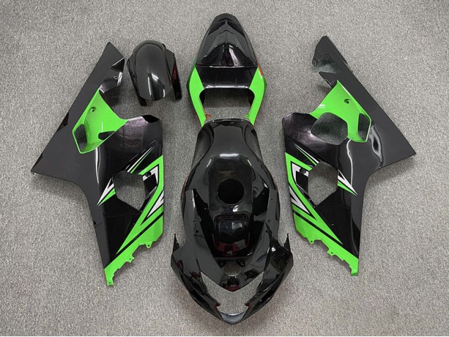 04-05 Gloss Black and Green Suzuki GSXR 600-750 Motorcycle Fairings