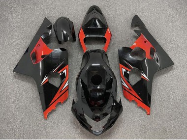 Best 04-05 Gloss Black and Red Suzuki GSXR 600-750 Motorcycle Fairings