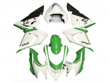 Best 04-05 Gloss White & Green Kawasaki ZX10R Motorcycle Fairings