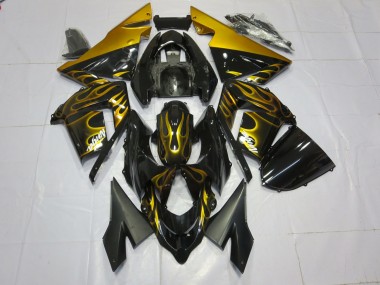 Best 04-05 Gold Flame Kawasaki ZX10R Motorcycle Fairings