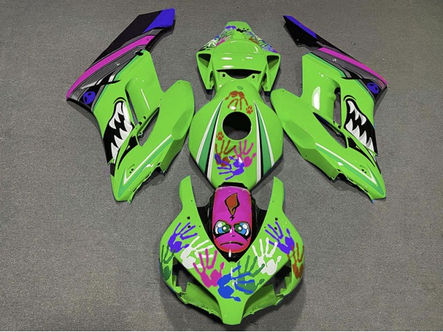 04-05 Green and Purple Shark Honda CBR1000RR Motorcycle Fairings