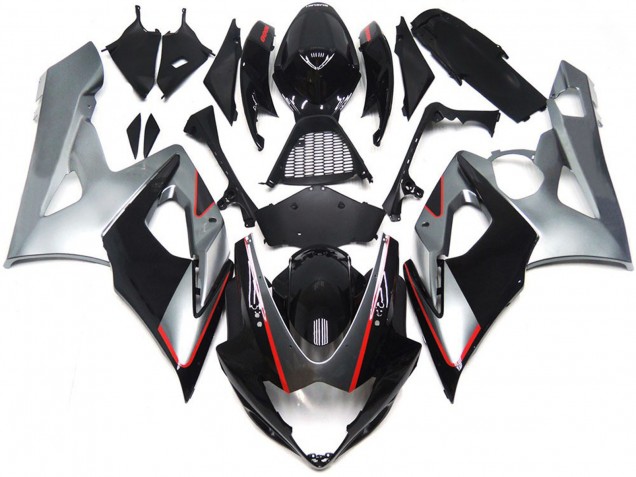 05-06 Black and Silver Gloss with Red Suzuki GSXR 1000 Motorcycle Fairings