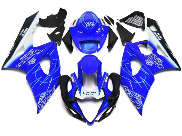 05-06 Blue and White Corona Style Suzuki GSXR 1000 Motorcycle Fairings