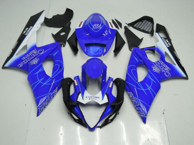 05-06 Blue and White Corona Suzuki GSXR 1000 Motorcycle Fairings