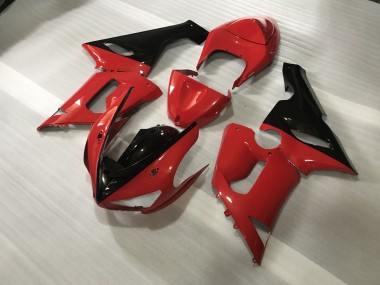 Best 05-06 Custom Red and Black Kawasaki ZX6R Motorcycle Fairings