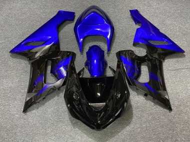 Best 05-06 Gloss Black and Blue Kawasaki ZX6R Motorcycle Fairings