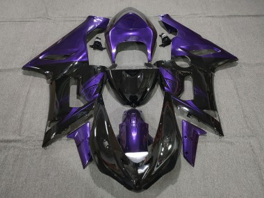 Best 05-06 Gloss Black and Purple Kawasaki ZX6R Motorcycle Fairings