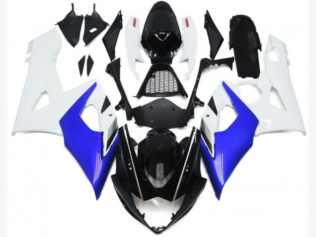 05-06 Gloss Blue and White Gloss Lowers Suzuki GSXR 1000 Motorcycle Fairings