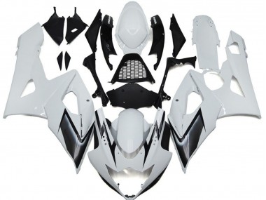 Best 05-06 Gloss White Style with Silver Hints Suzuki GSXR 1000 Motorcycle Fairings