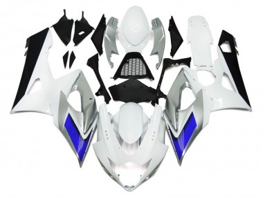 Best 05-06 Gloss White Style with Silver Hints and Blue Suzuki GSXR 1000 Motorcycle Fairings