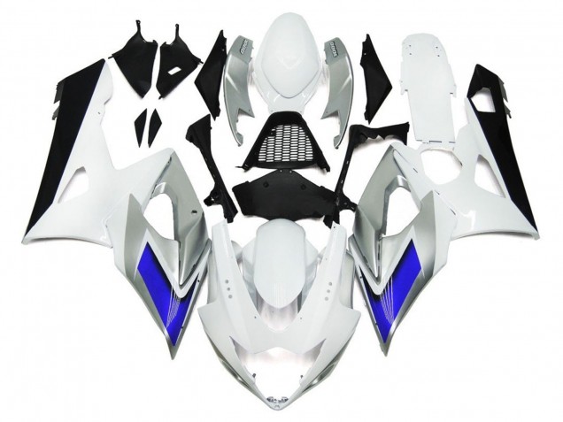 05-06 Gloss White Style with Silver Hints and Blue Suzuki GSXR 1000 Motorcycle Fairings