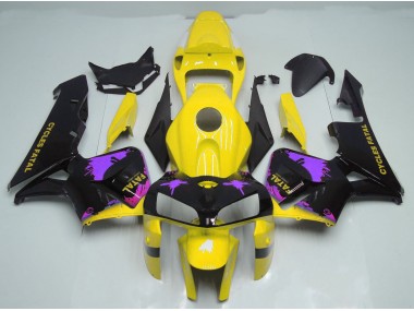 Best 05-06 Gloss Yellow & Purple Splatter Honda CBR600RR Motorcycle Fairings