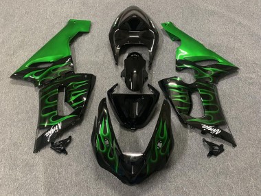 Best 05-06 Green Flame Kawasaki ZX6R Motorcycle Fairings