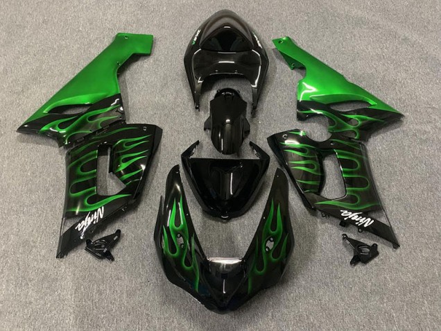 05-06 Green Flame Kawasaki ZX6R Motorcycle Fairings