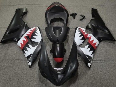 Best 05-06 Matte Black Shark Kawasaki ZX6R Motorcycle Fairings