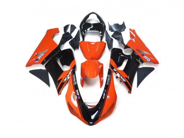 05-06 Orange and Black Elf Kawasaki ZX6R Motorcycle Fairings