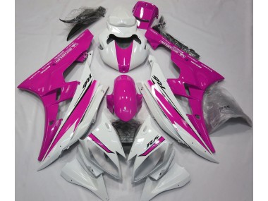 Best 06-07 Gloss White and Pink Yamaha R6 Motorcycle Fairings