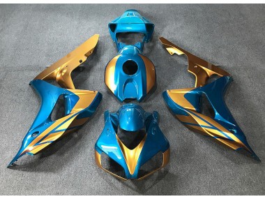 Best 06-07 Light Blue & Gold Honda CBR1000RR Motorcycle Fairings