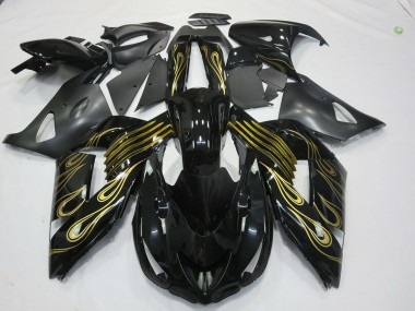 Best 06-11 Black Gold Kawasaki ZX14R Motorcycle Fairings