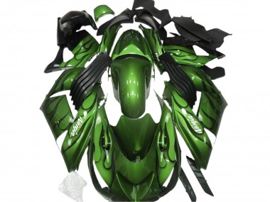 Best 06-11 Gloss Green & Flame Kawasaki ZX14R Motorcycle Fairings