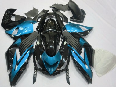 Best 06-11 Light Blue and Black Plain Kawasaki ZX14R Motorcycle Fairings