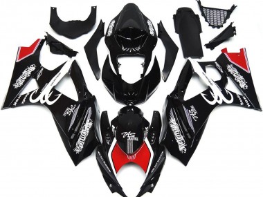 Best 07-08 Black and White with Red Skrib Suzuki GSXR 1000 Motorcycle Fairings