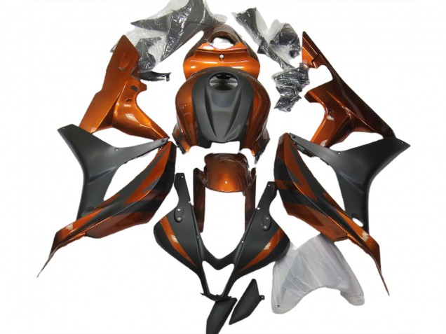 07-08 Burnt Orange and Matte Black Honda CBR600RR Motorcycle Fairings