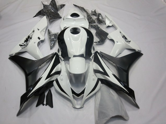 07-08 Custom OEM Style White and Black Honda CBR600RR Motorcycle Fairings