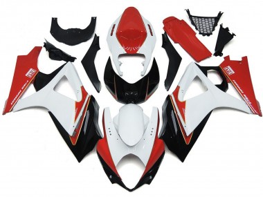 Best 07-08 Custom Red and White with Black Suzuki GSXR 1000 Motorcycle Fairings