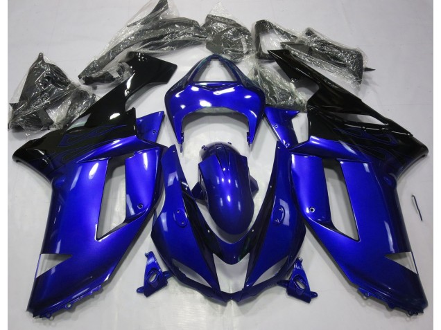 07-08 Gloss Blue & Black Kawasaki ZX6R Motorcycle Fairings