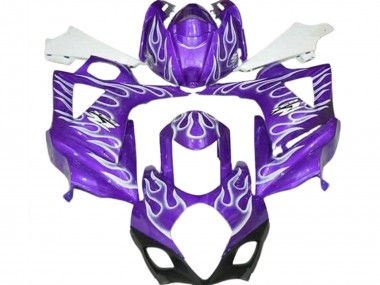 Best 07-08 Gloss Purple and White Flame Suzuki GSXR 1000 Motorcycle Fairings